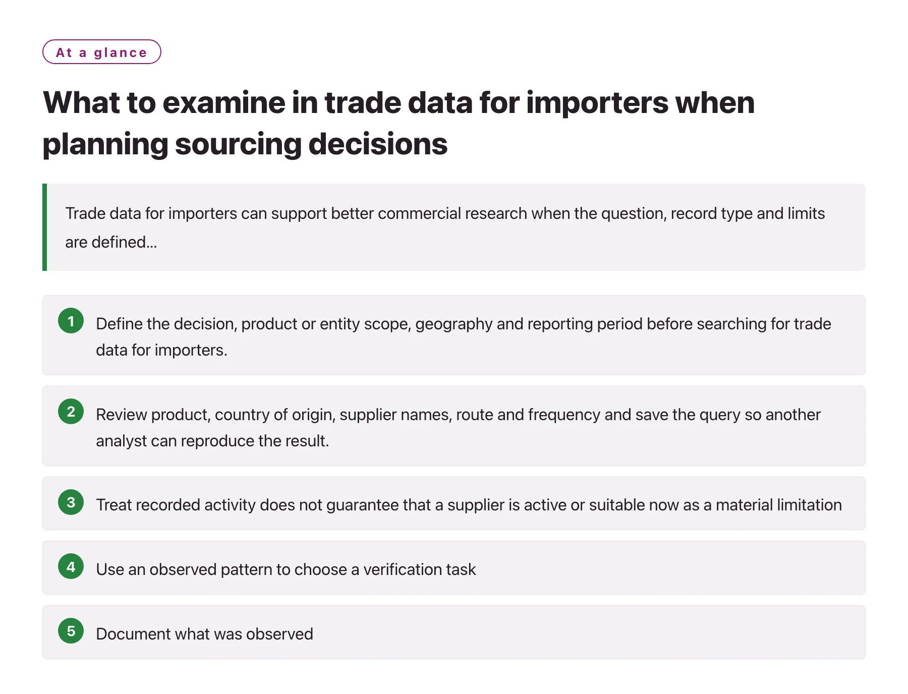 What to examine in trade data for importers when planning sourcing decisions——全文要点速览